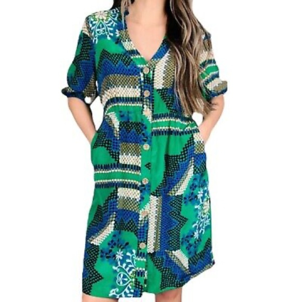 Anthropologie Moulinette Soeurs Silk Short Sleeve Dress Size 4